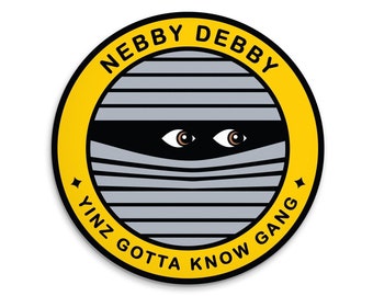Pittsburgh Stickers - Nebby Debby Pittsburgh Merit Badge Decal - Unique Yinzer Gift - Vinyl Weatherproof Decal - 2 Inch