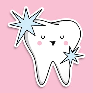 Leuke sticker tand - 3 inch weerbestendige vinyl sticker - cadeau voor tandartsen en tandheelkundige studenten - retro tand sticker