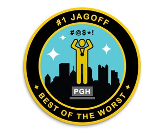 Pittsburgh Jagoff Sticker - 2 Inch Pittsburgh Merit Badge - Weatherproof Vinyl Sticker - Yinzer Laptop Sticker Souvenir
