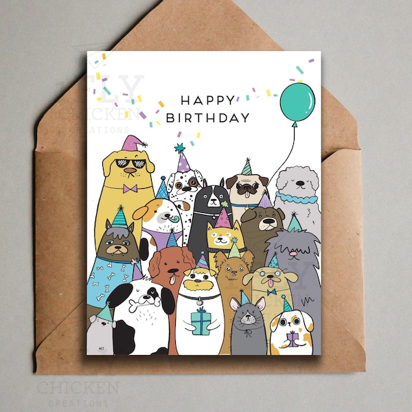 Happy Birthday from Us Greeting Card - Printable Birthday Card - Funny Dog Lover Card - Celebrate Coworkers, Friends, Family Birthday Card