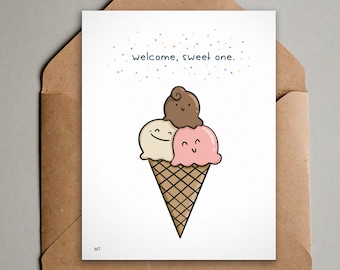 Printable New Baby Card - Ice Cream Cone with Sprinkles Baby Card - Congratulations on the Little One Greeting Card - Instant Download