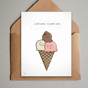 Printable New Baby Card Ice Cream Cone with Sprinkles Baby Card Congratulations on the Little One Greeting Card Instant Download image 1