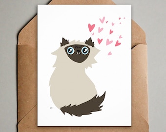 Himalayan Cat Card - Printable Cat Greeting Card for Any Occasion - Blank Inside Seal Point Cat Download