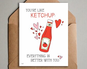 Printable Pittsburgh Card by Local Pittsburgh Artist - Ketchup Love Yinzer Valentines Day Card - Funny Yinzer Card -  Instant Download