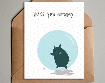 Cute Goodbye Card - Hamster in Ball - Miss You Already Farewell Printable Card - Instant Download - Cute Animal Missing You