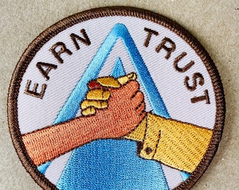 Vintage Patch - Earn Trust Badge - 3 Inch Embroidered Patch