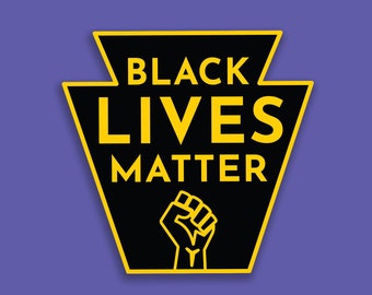 Black Lives Matter Sticker - Black and Yellow Keystone Decal - Pittsburgh Pennsylvania for BLM - 3 Inch