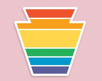 Rainbow Keystone Sticker - 3" Mod Stripes Keystone Decal  - Weatherproof Vinyl Pennsylvania Price Decal