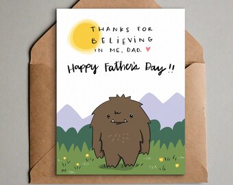 Bigfoot Father's Day Card - Printable Card for Dad - Sasquatch Card for Dad - Instant Download - Dad Jokes for Father’s Day