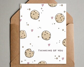 Thinking of You Card - Printable Chocolate Chip Cookie Greeting Card - Instant Download - Grief, Loss, Missing You- Cute Cookies A2 Card