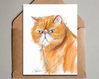 Printable Grumpy Cat Valentine - Exotic Shorthair Cat Greeting Card - Ginger Cat Card - Orange Tabby Cat Blank Card