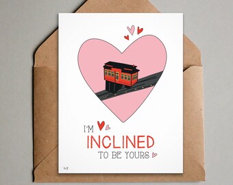 Pittsburgh Greeting Card -  Printable Pittsburgh Anniversary Card - Cute Yinzer Valentine Card - Pittsburgh Incline Digital Download
