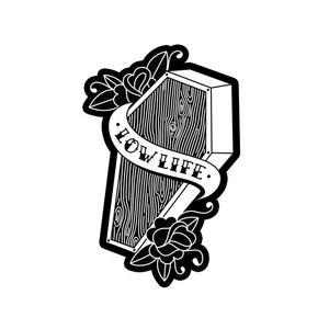 Halloween Sticker - Funny Punk Lowlife Coffin Sticker - Vinyl Weatherproof Decal - Traditional Tattoo Style Halloween - Goth Sticker