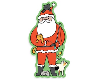 Santa Cats Sticker - Christmas Cats Laptop Sticker - Santa Claus is a Cat Person - 3 Inch Decal