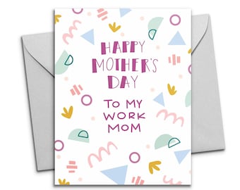 Work Mom Mothers Day Card - Printable Mom Day Card for Coworker - Hand Lettered Happy Mothers Day Card - Instant Download