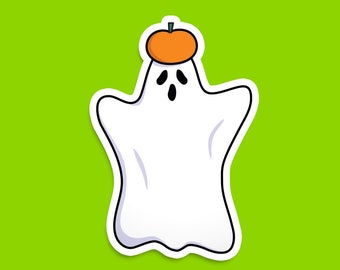 Glow in the Dark Sticker - 3 Inch Waterproof Vinyl  Halloween Ghost Decal - Cute Ghost Friend