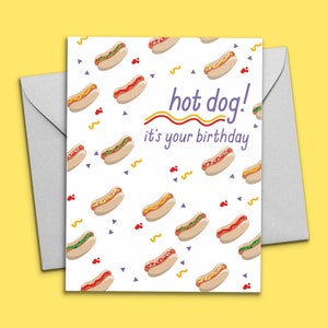 Hot Dog Geburtstagskarte - Druckbare Geburtstagsgruß - Einzigartige alles Gute zum Geburtstag digitaler Download - innen leer