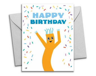 Inflatable Tube Guy Printable Birthday Card - Happy Birthday Inflatable Tube Guy - 2 Versions - PDF Download - A2 Cards