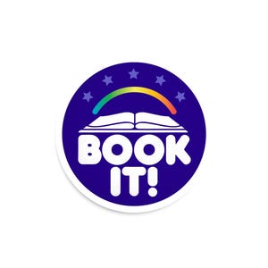 Book It Sticker - Nostalgic 90s Kid Decal - I Love Reading - 2 Inch Round Vinyl Weatherproof Laptop Decal - Cute 90s Book It Button
