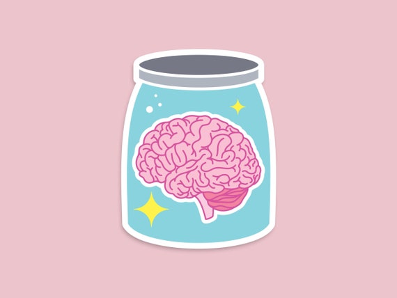 Brain in a Jar Sticker 2 Anatomy Decal Unique - Etsy