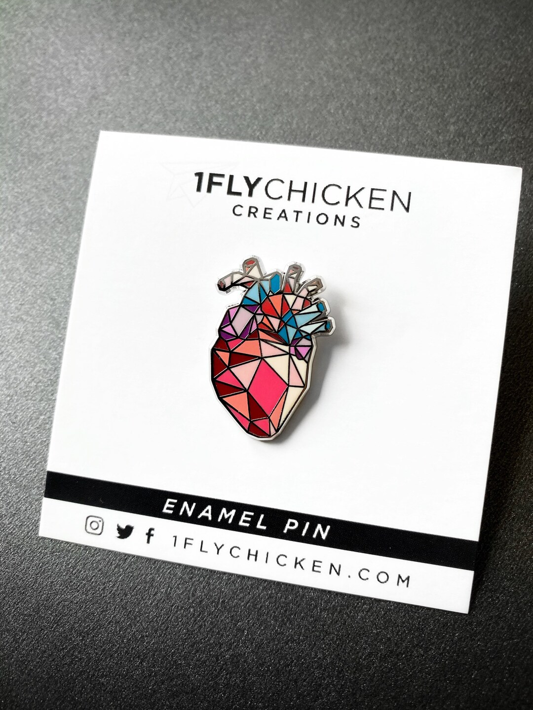 Anatomic Heart Enamel Pin - 1-inch Geometric Heart Pin - Anatomy Art ...