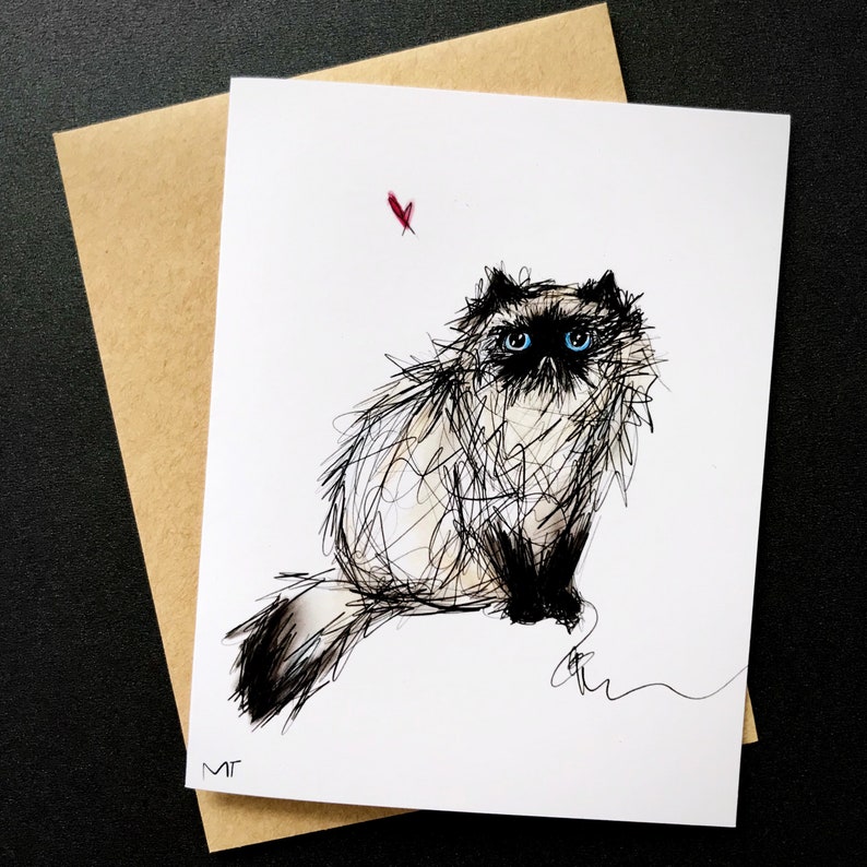 Himalayan Cat Card Printable Persian Cat Card for All Occasions for Cat Lovers Instant Print Thank You, Loss, Love Himalayan Cat image 3