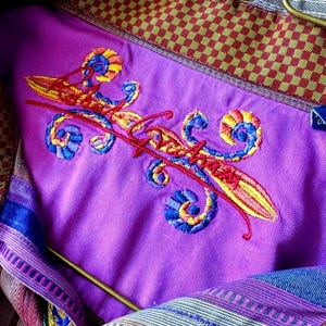 Robert Graham Shirt - Striped Purple, Orange, Embroidered Details - Long Sleeve Flip Cuff - Mens Large Button Up image 3