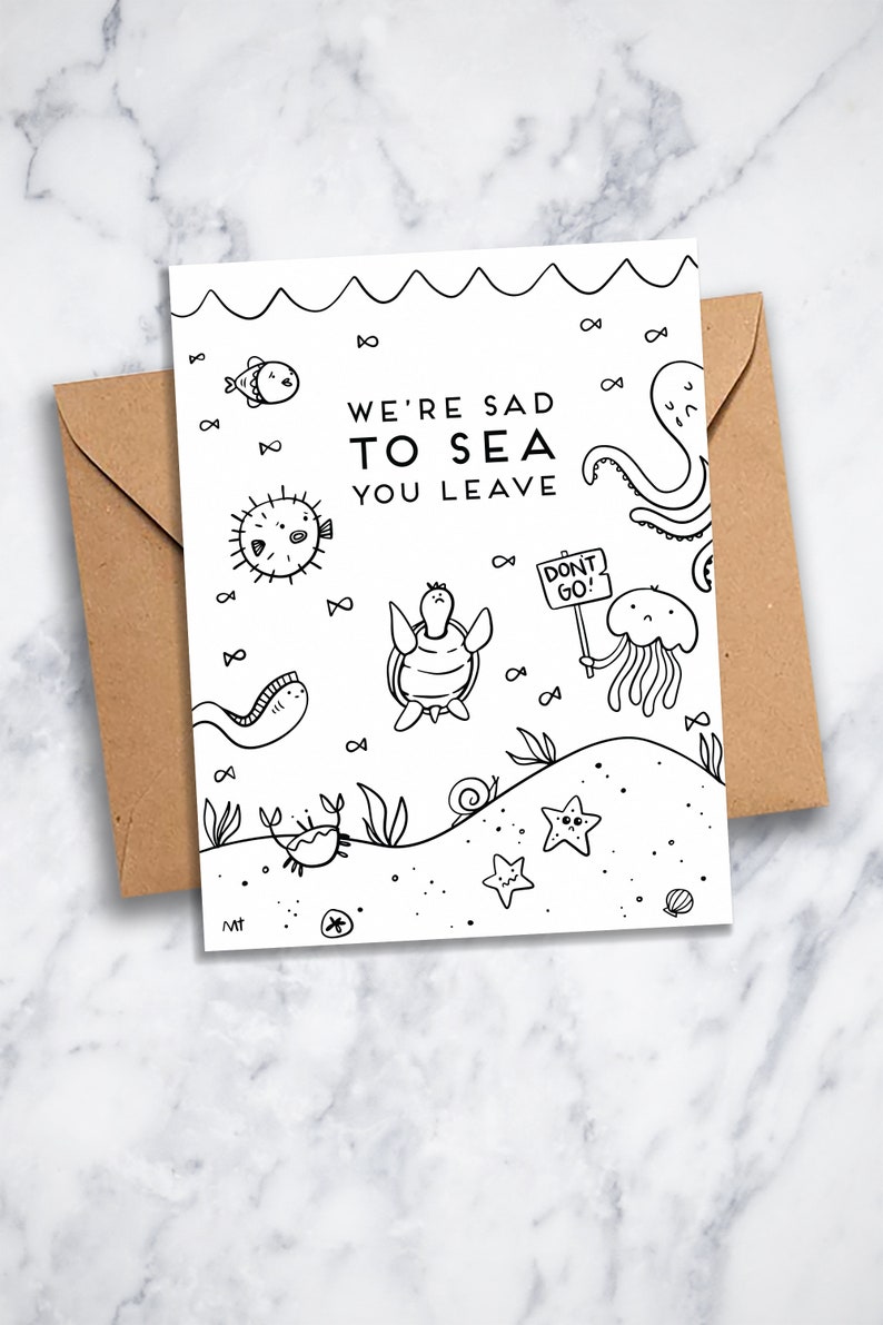 Printable Don't Go Goodbye Greeting Card From All of Us Coworker Leaving Say Farewell Instant Download Black and White Card image 3