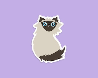 Himalayan Cat Sticker or Magnet - Seal Point Cat Laptop Sticker - 3 Inch Die Cut Sticker for Cat Lovers