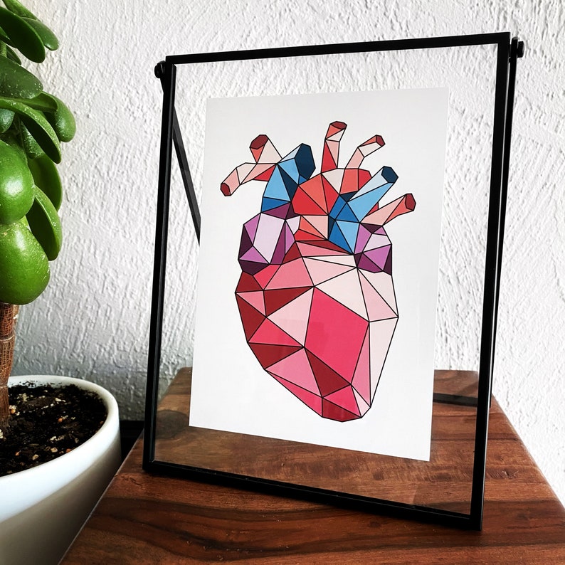 Anatomical Heart Print Geometric Heart Wall Art Unique Etsy