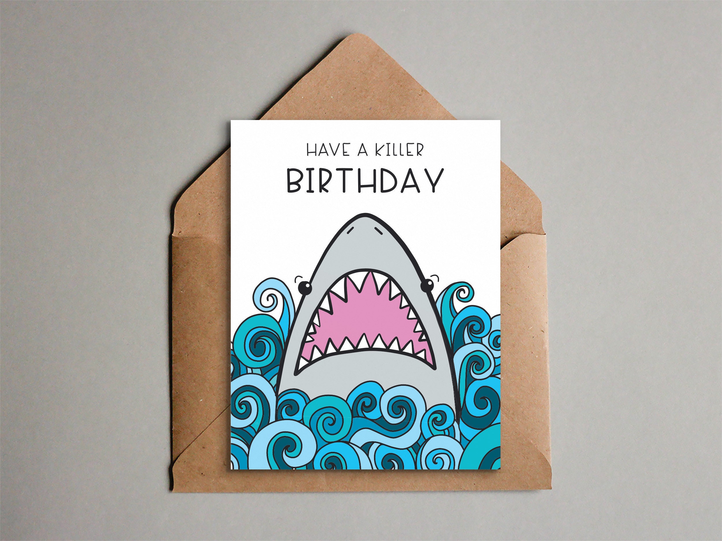 fun shark birthday card printable shark card for kids etsy singapore