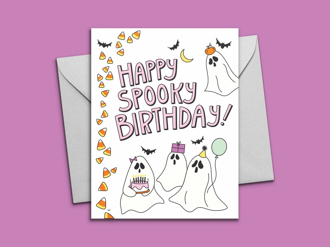 Halloween Birthday Card Printable Spooky Happy Birthday Card Etsy