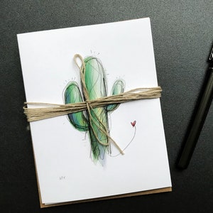 Watercolor Cacti Blank Cards Original Watercolor Ink - Etsy
