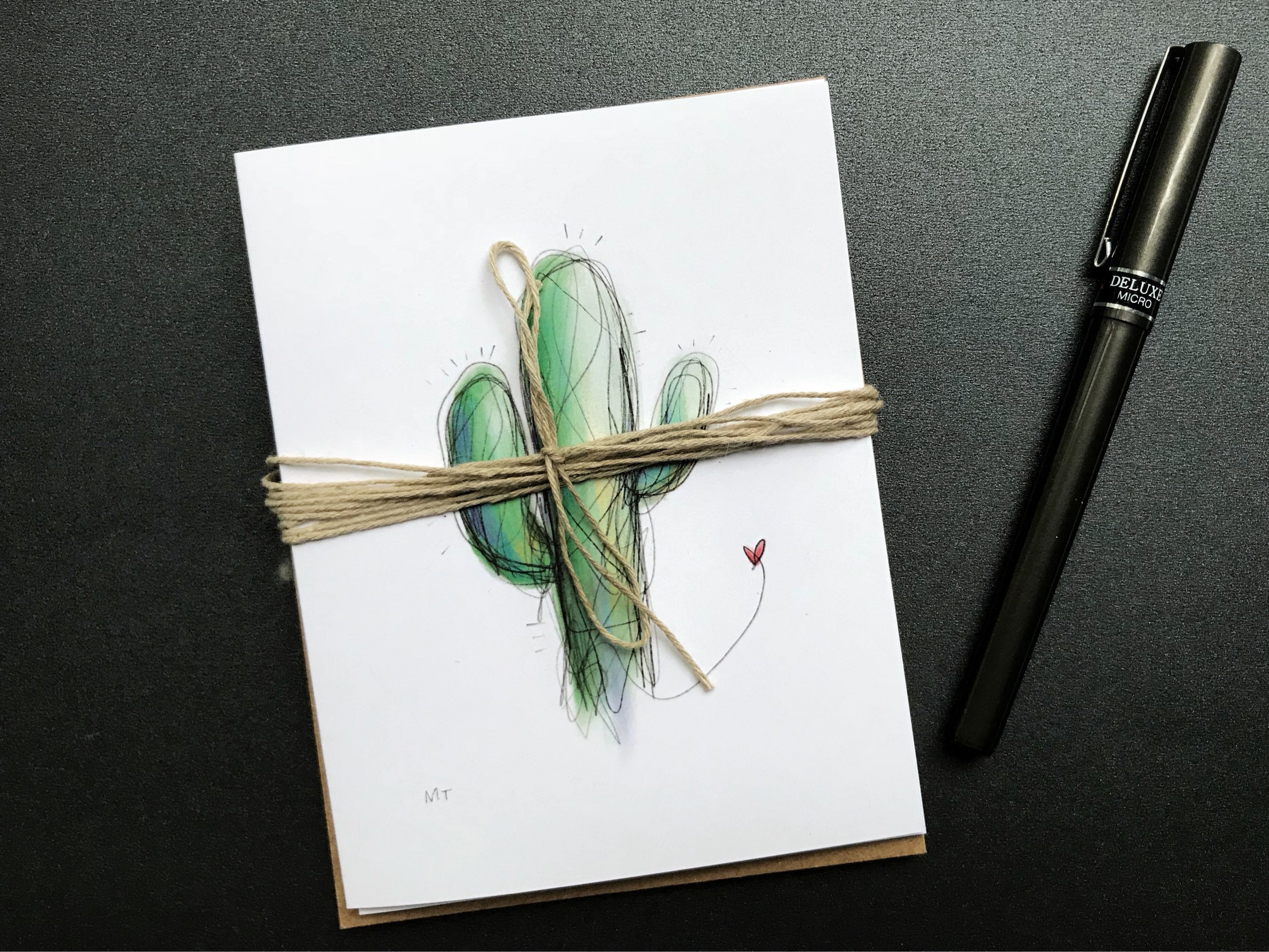 Watercolor Cacti Blank Cards - Original Watercolor + Ink Design - Cute ...