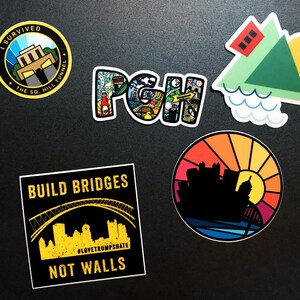 Pittsburgh Stickers 3 Inch Build Bridges Not Walls Vinyl Sticker Black and Yellow Decal image 5