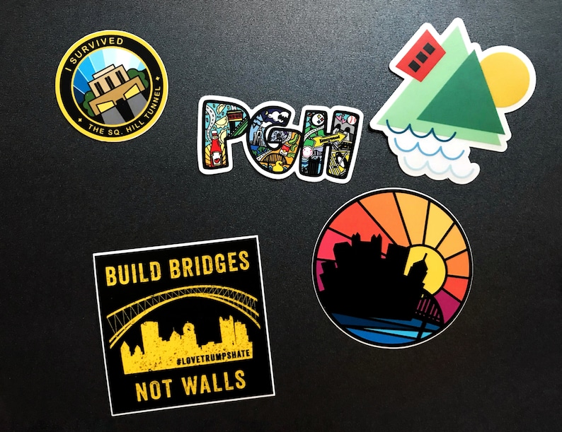 Pittsburgh Stickers 3 Inch Build Bridges Not Walls Vinyl Sticker Black and Yellow Decal image 5