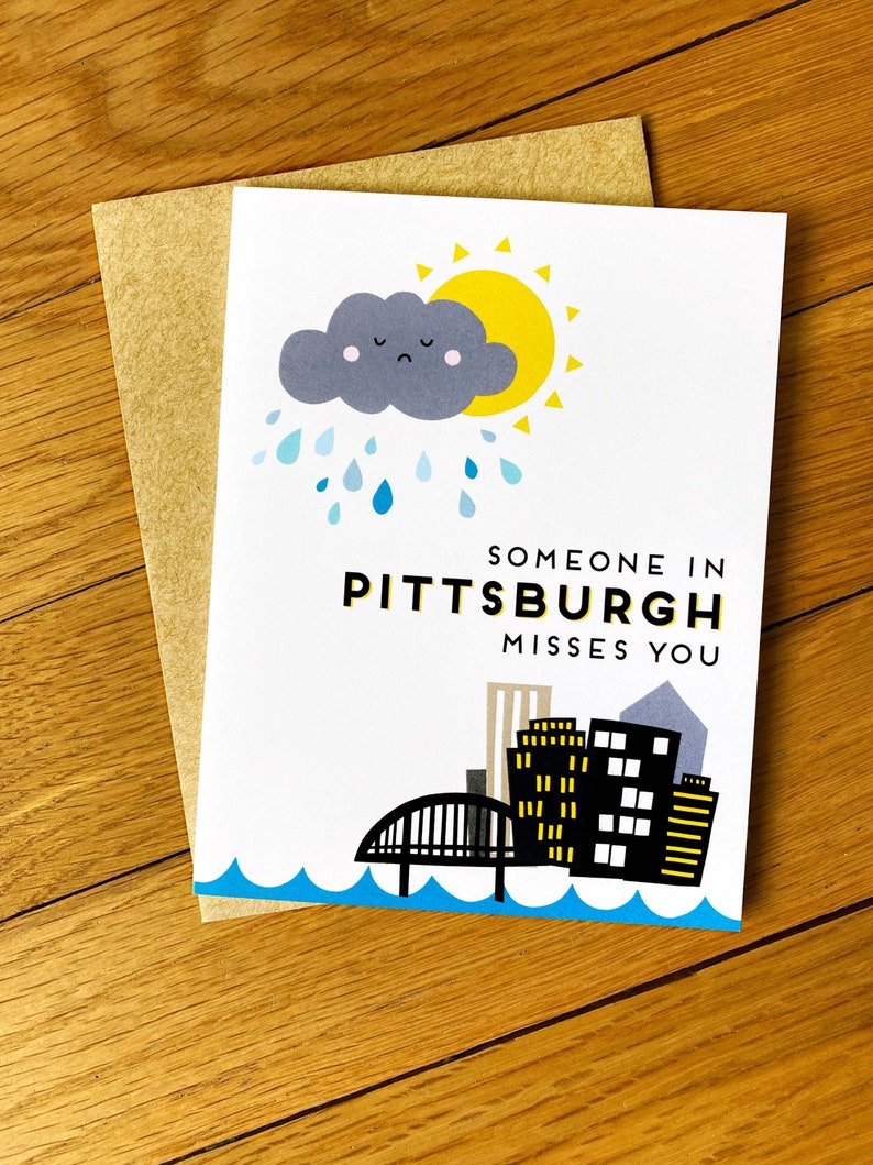 Pittsburgh Greeting Card Printable Someone Misses You in Pittsburgh Card Goodbye Card from Pittsburgh Made in Pittsburgh Download image 7