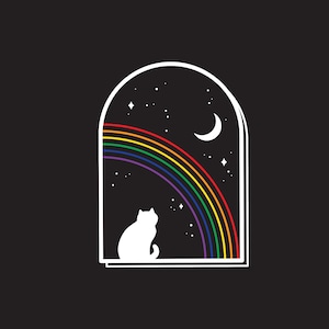 Sun Catcher Sticker - 4 Inch Rainbow Window Cat Sticker - Clear Holographic Ice Rainbow Maker