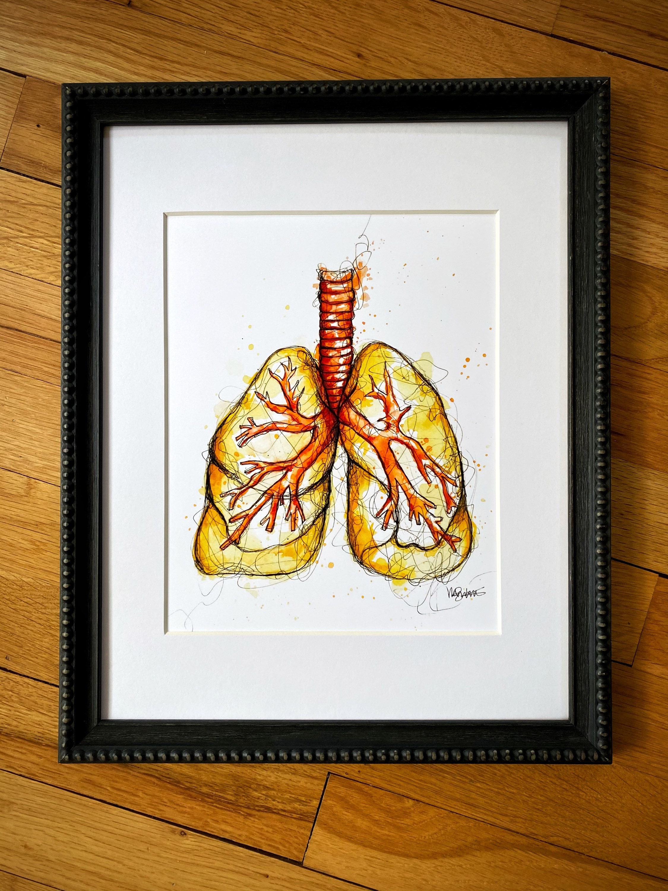 Lungs Painting Watercolor Ink Lungs Giclée Art Print Etsy