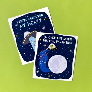 Printable Cute Alien UFO Valentines Valentines Day Card Exchange DIY Classroom Valentines Outer Space Cut Out Valentines for Kids image 6