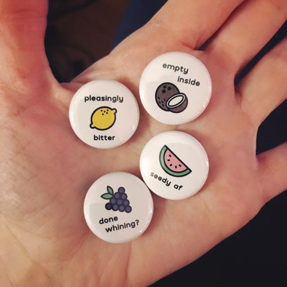 Funny Fruit Pin or Magnet Set 1 Inch Handmade Buttons Moody Fruits Food  Puns Unique Gifts Sassy Puns Pin Set of 4 -  Canada