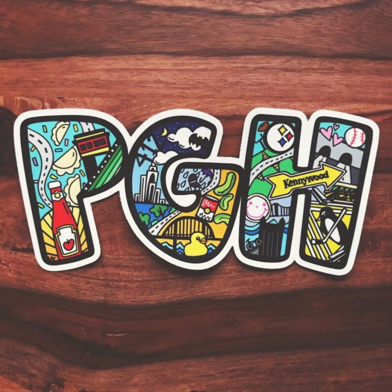 Pittsburgh Bumper Sticker Fun PGH Decal Weatherproof Vinyl Etsy