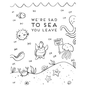 Printable Don't Go Goodbye Greeting Card From All of Us Coworker Leaving Say Farewell Instant Download Black and White Card image 2