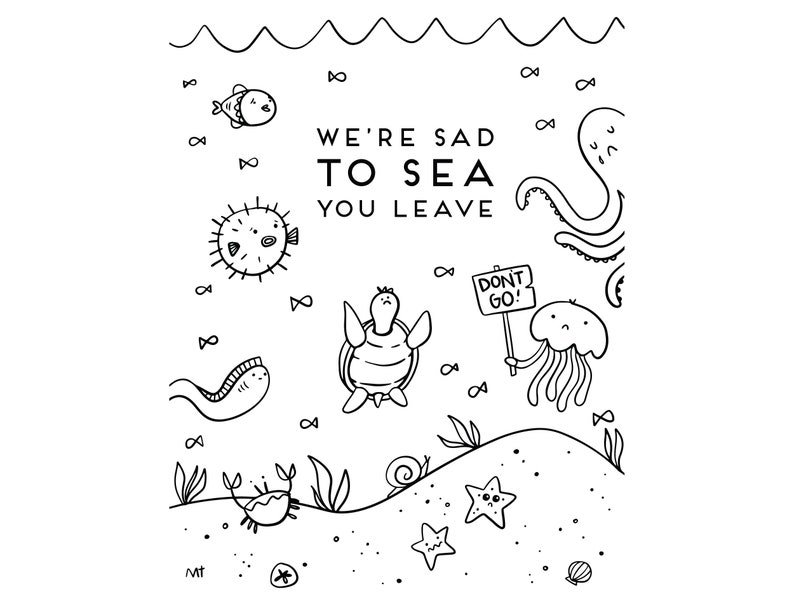 Printable Don't Go Goodbye Greeting Card From All of Us Coworker Leaving Say Farewell Instant Download Black and White Card image 2