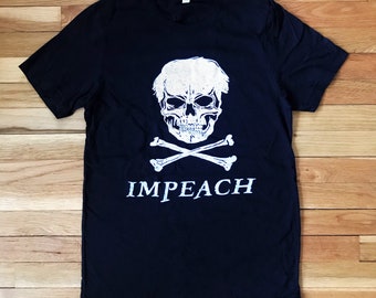 Impeach Pirate Shirt - Not My President Impeach Shirt - Soft Heather Black Bella Canvas - Black Punk Pirate Flag T-Shirt