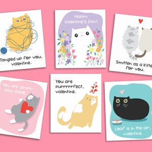 Cute Cat Valentine Printable Cutouts for Kids - Valentine Exchange for School - Instant Download - Cute Kitty Cat Classroom Valentines