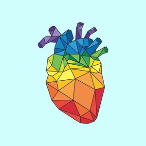 Anatomic Heart Sticker Geometric Rainbow Heart Decal 3-Inch Vinyl Weatherproof Sticker image 4