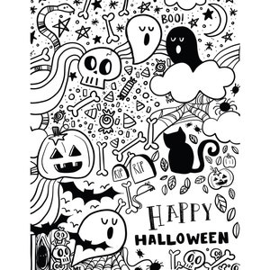 Black and White Halloween Card Printable Happy Halloween Greeting Card ...