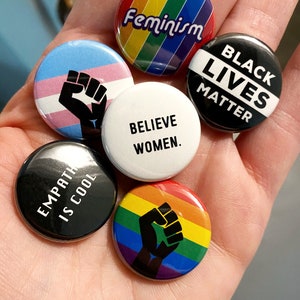 Protest Pins Magnets Choose Your Own Resist, LGBTQ Pride, Protest Pins 1 Inch Handmade Buttons image 1