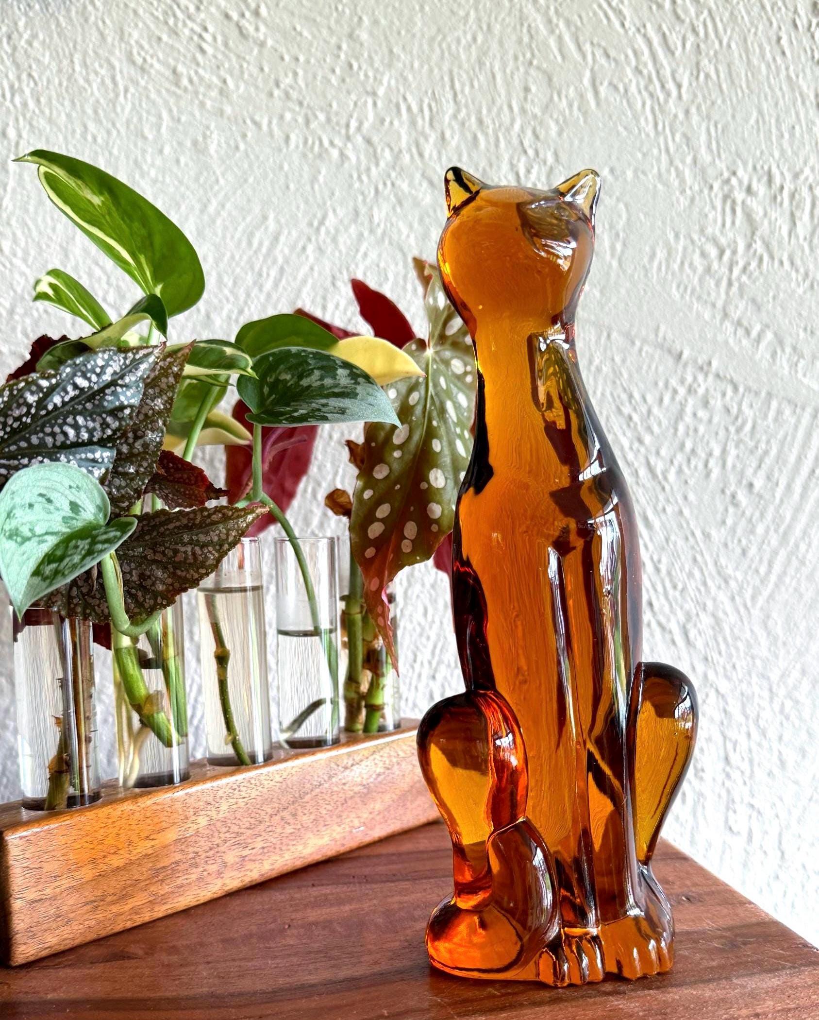 Viking Epic Glass Cat - 1960s - Mid Century Glass Figure - RARE
